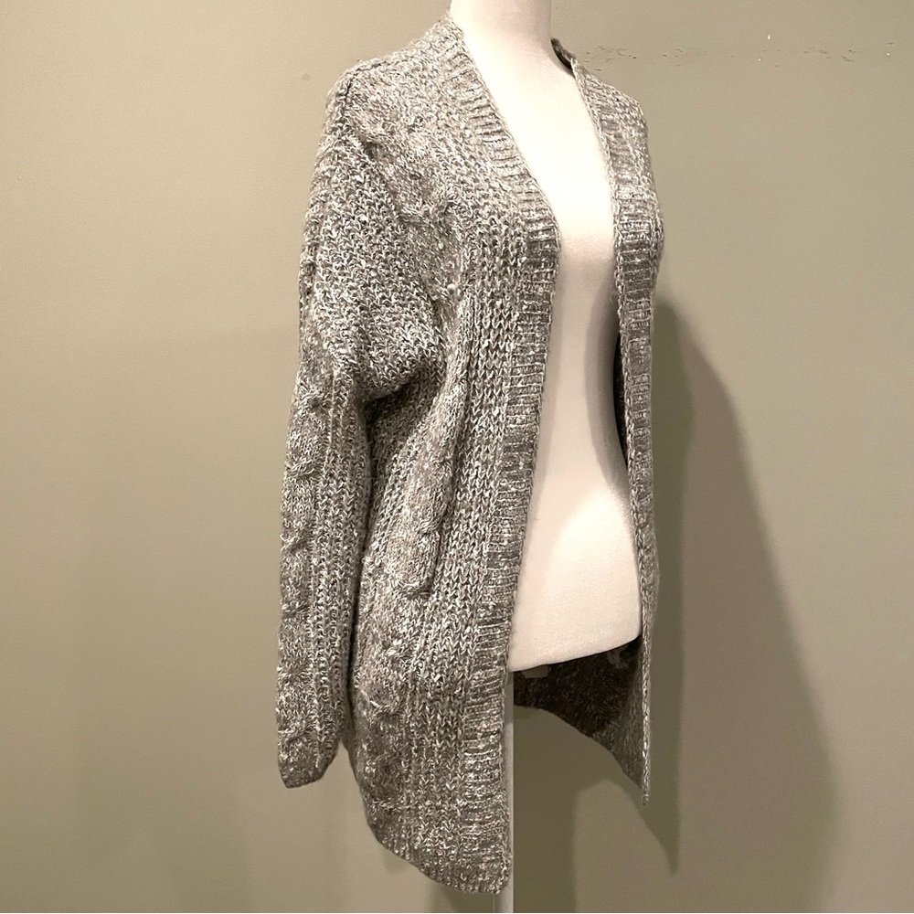 Abercrombie & Fitch Oversized Slouchy Long Line Cable Knit Cardigan Pockets S